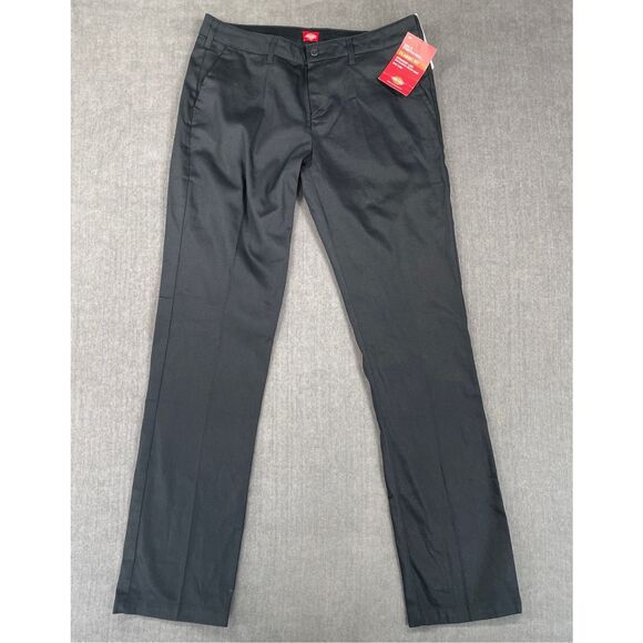 Classic Dickies Stretch Pants Girls 11 Black Straight Leg Uniform Workwear - Picture 1 of 12